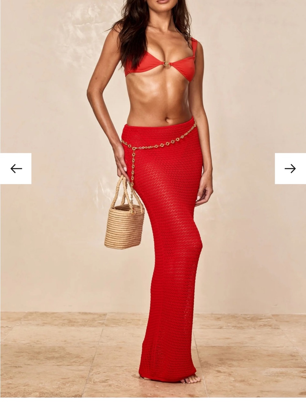 Monday swimwear fontelina skirt chili pepper Crochet Maxi Skirt
